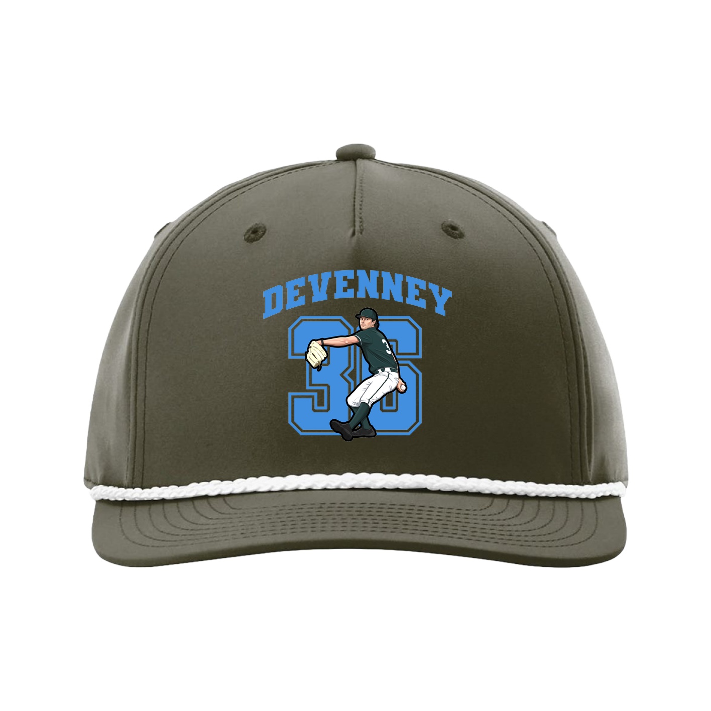 Five-Panel Classic Rope Cap — Number in Green