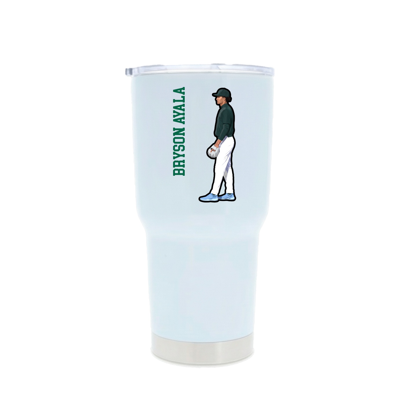 30oz Stainless Steel Tumbler — Name Vertical in White