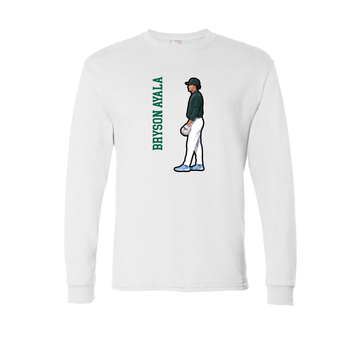 Long Sleeve Tee — Name Vertical in White