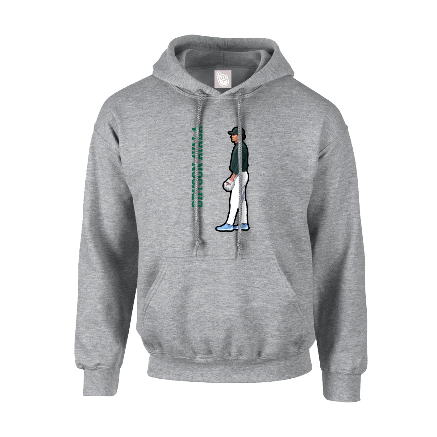 Hoodie — Name Vertical in Grey