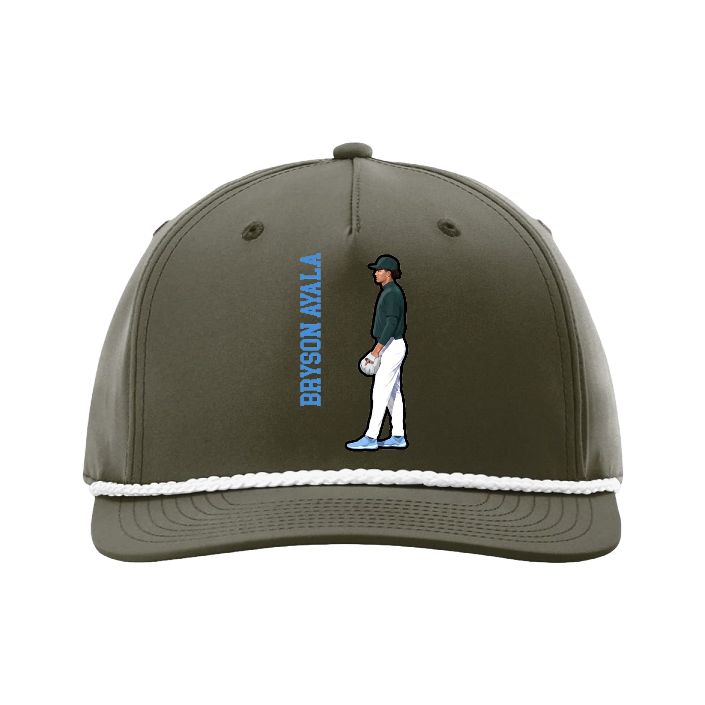 Five-Panel Classic Rope Cap — Name Vertical in Green