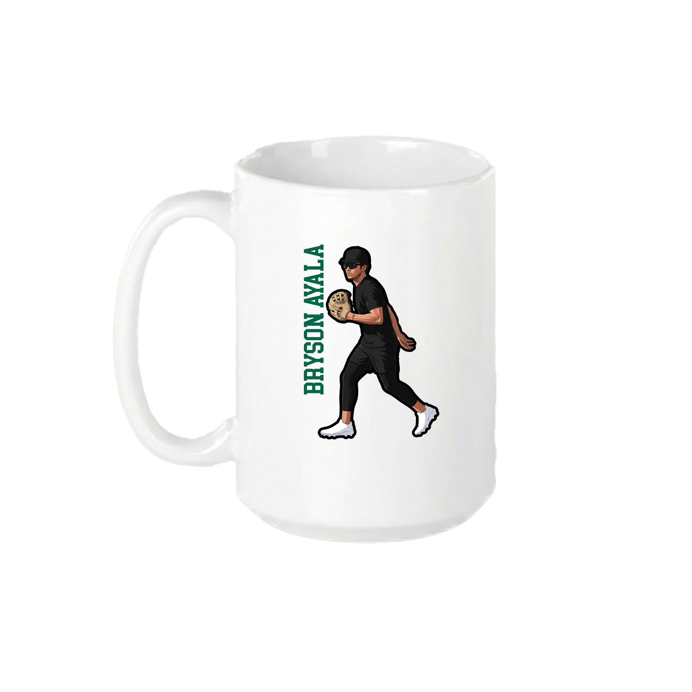 15oz Coffee Mug — Name Vertical in White