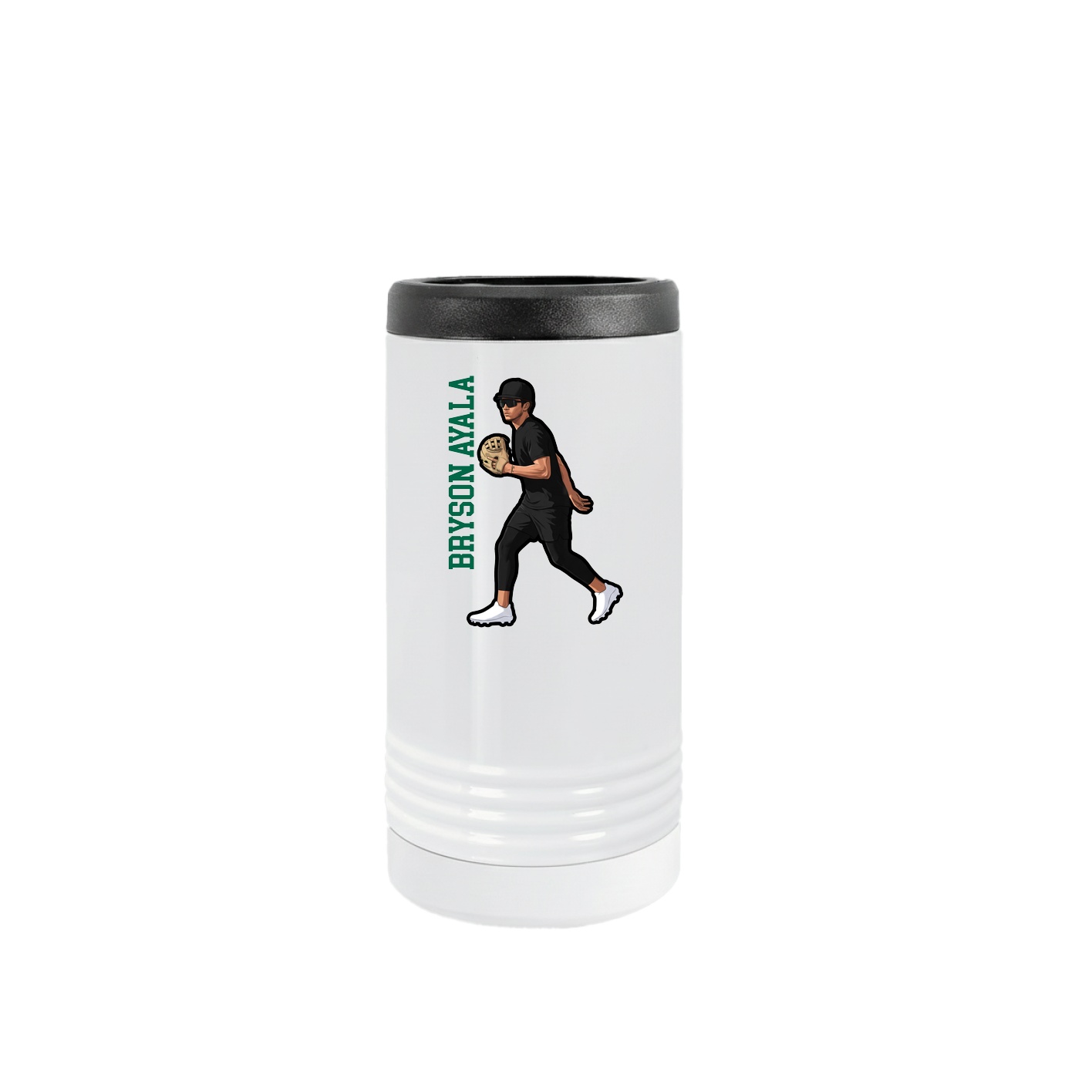 Slim Beverage Holder — Name Vertical in White