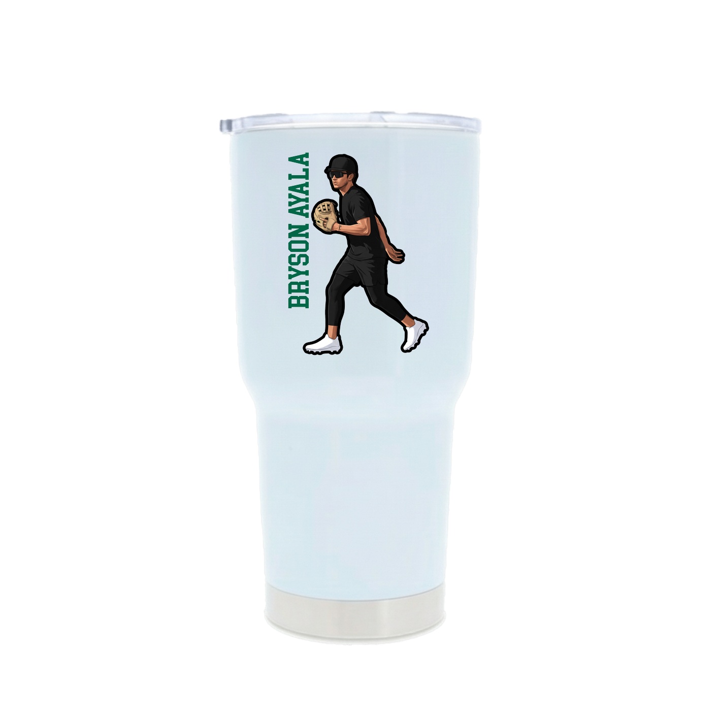 30oz Stainless Steel Tumbler — Name Vertical in White