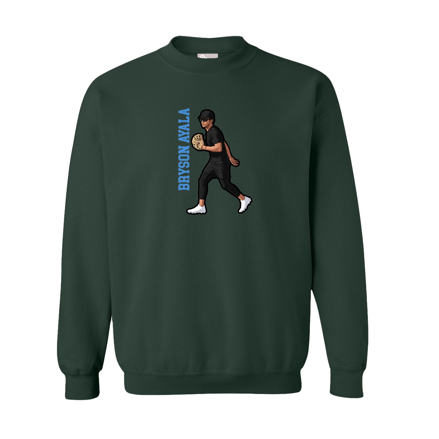 Fleece Crew — Name Vertical in Green