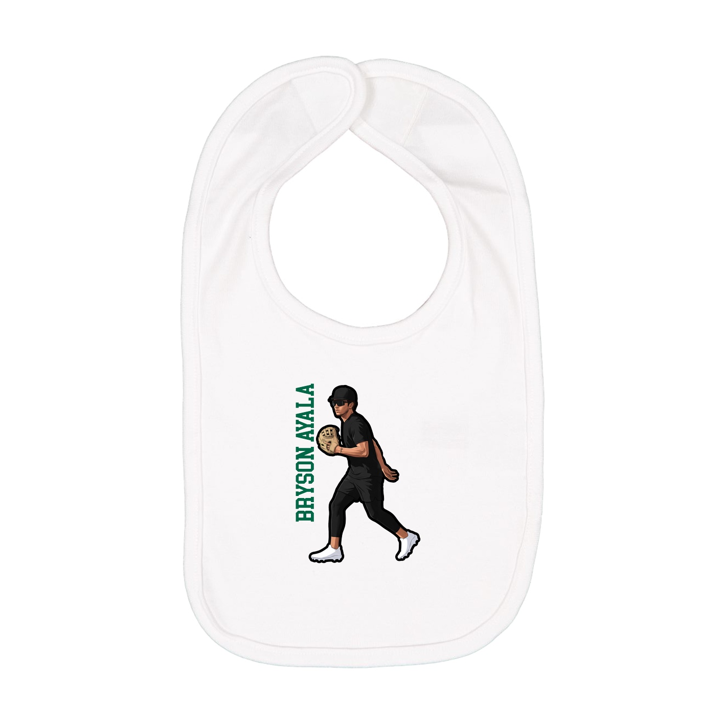 Infant Bib — Name Vertical in White
