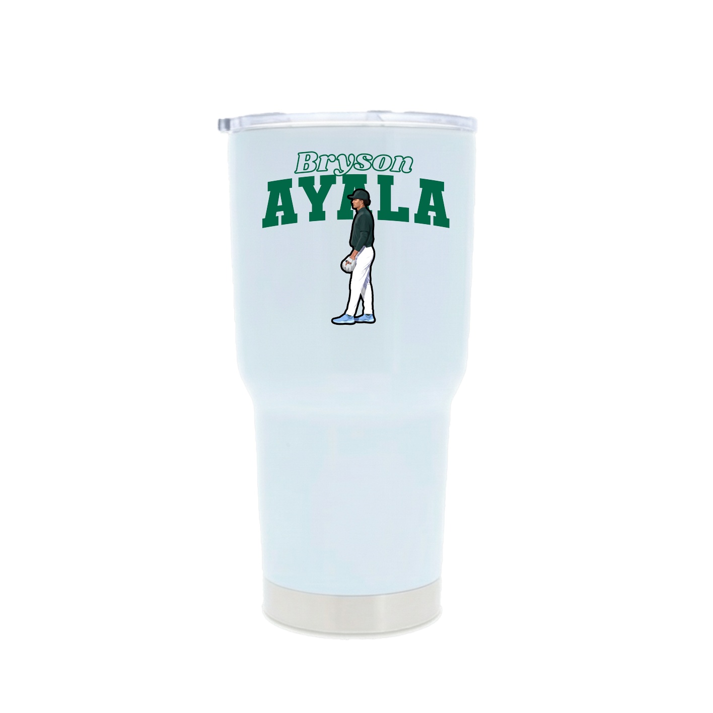 30oz Stainless Steel Tumbler — Name Arch in White