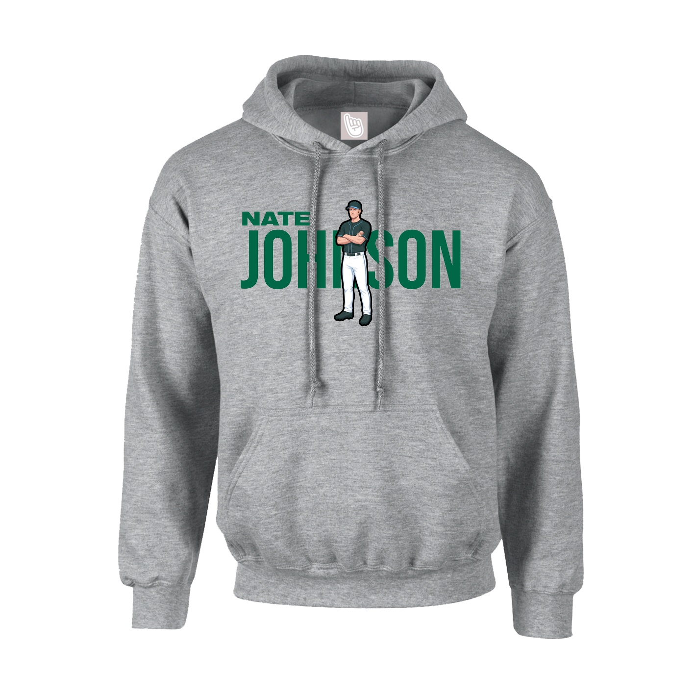 Hoodie — Player Name in Grey