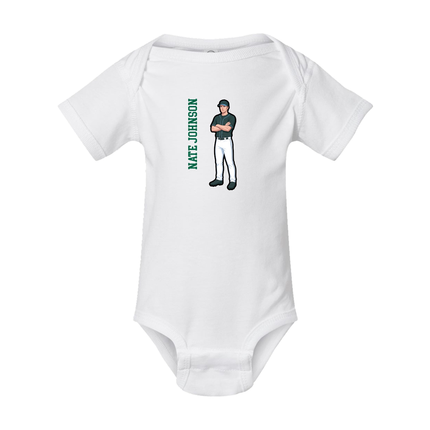 Baby Onesie — Name Vertical in White
