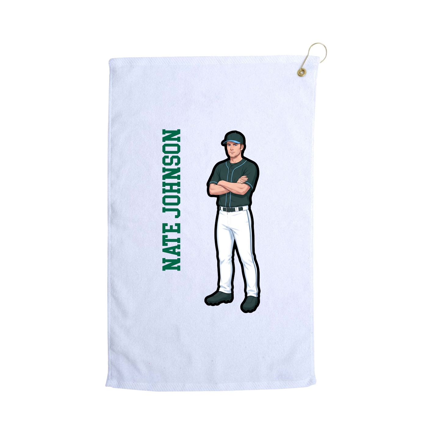 Golf Towel — Name Vertical in White