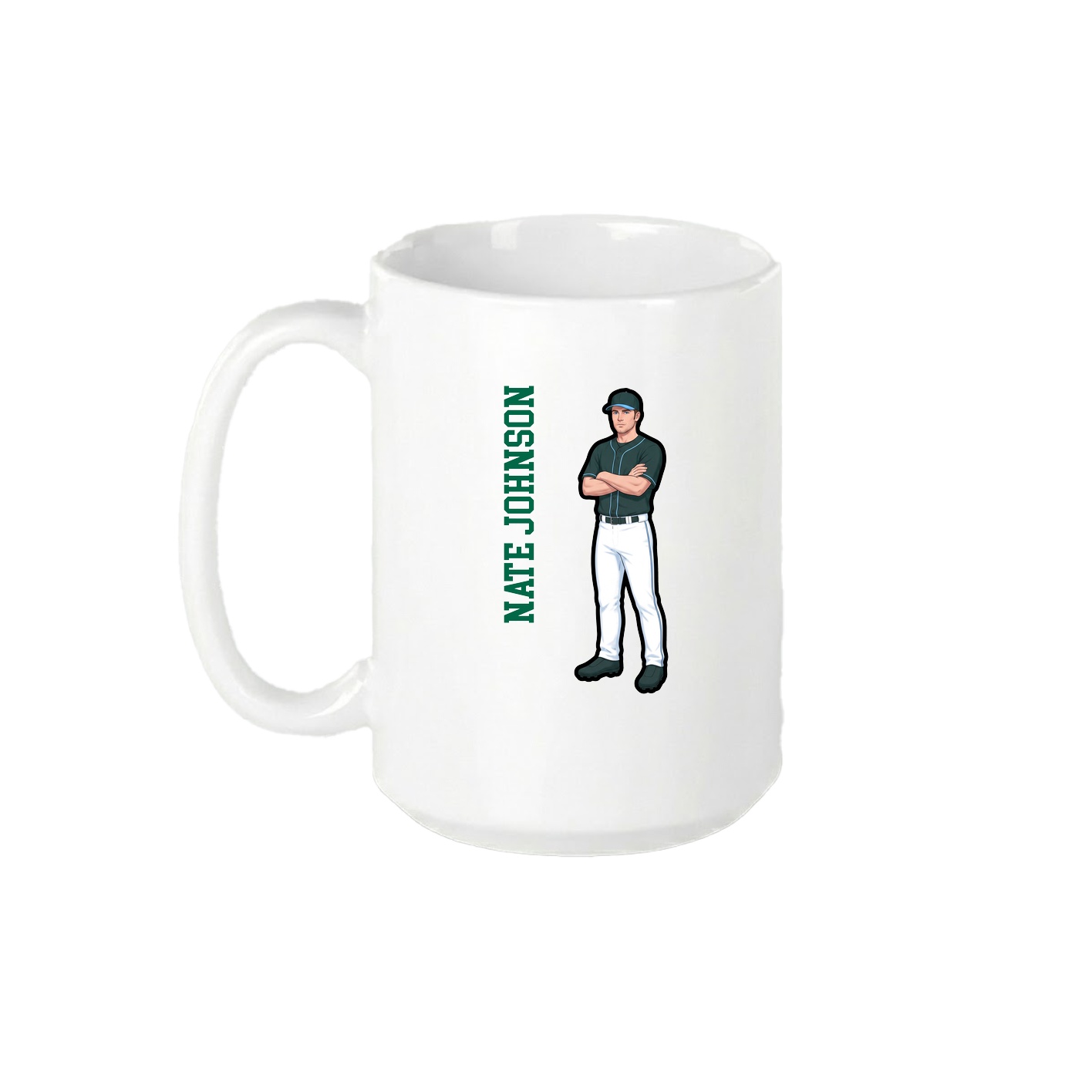 15oz Coffee Mug — Name Vertical in White