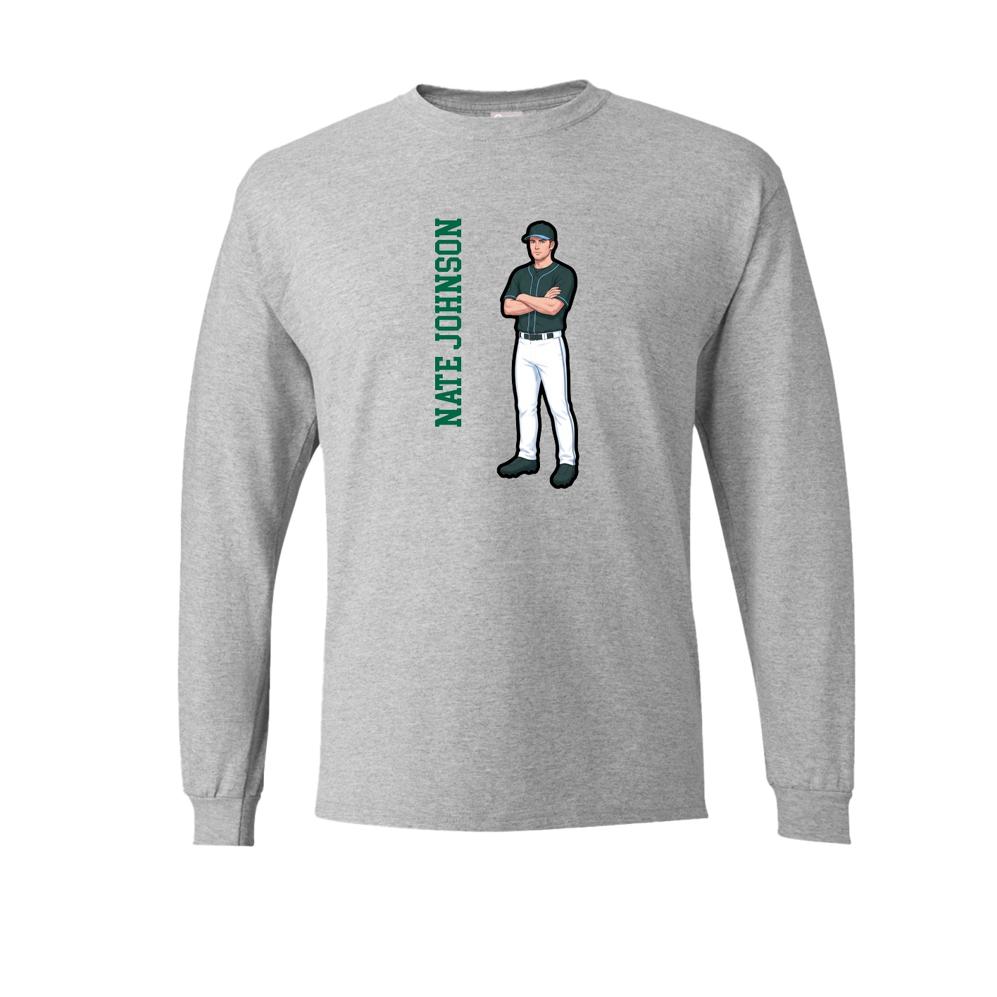 Long Sleeve Tee — Name Vertical in Grey