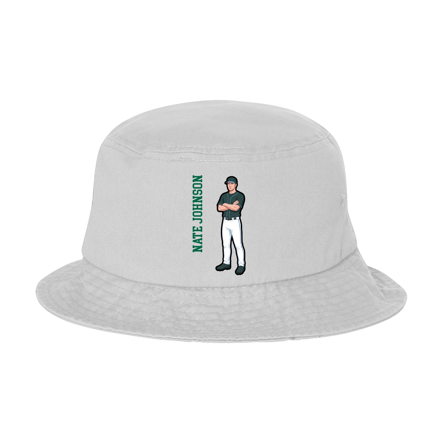 Bucket Cap — Name Vertical in White