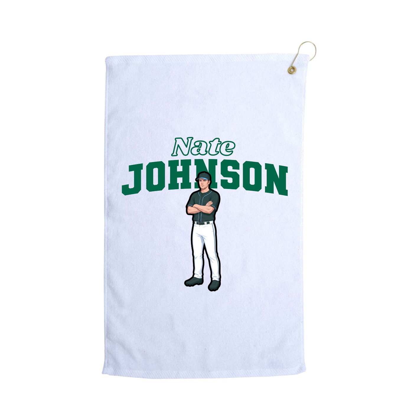 Golf Towel — Name Arch in White