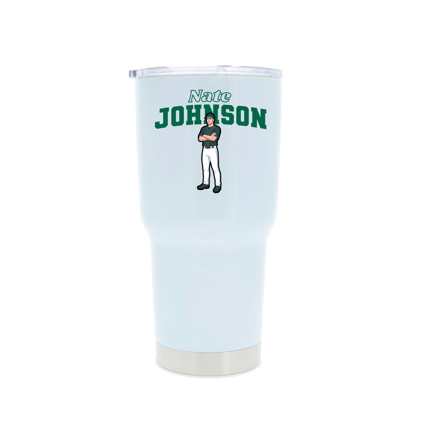 30oz Stainless Steel Tumbler — Name Arch in White