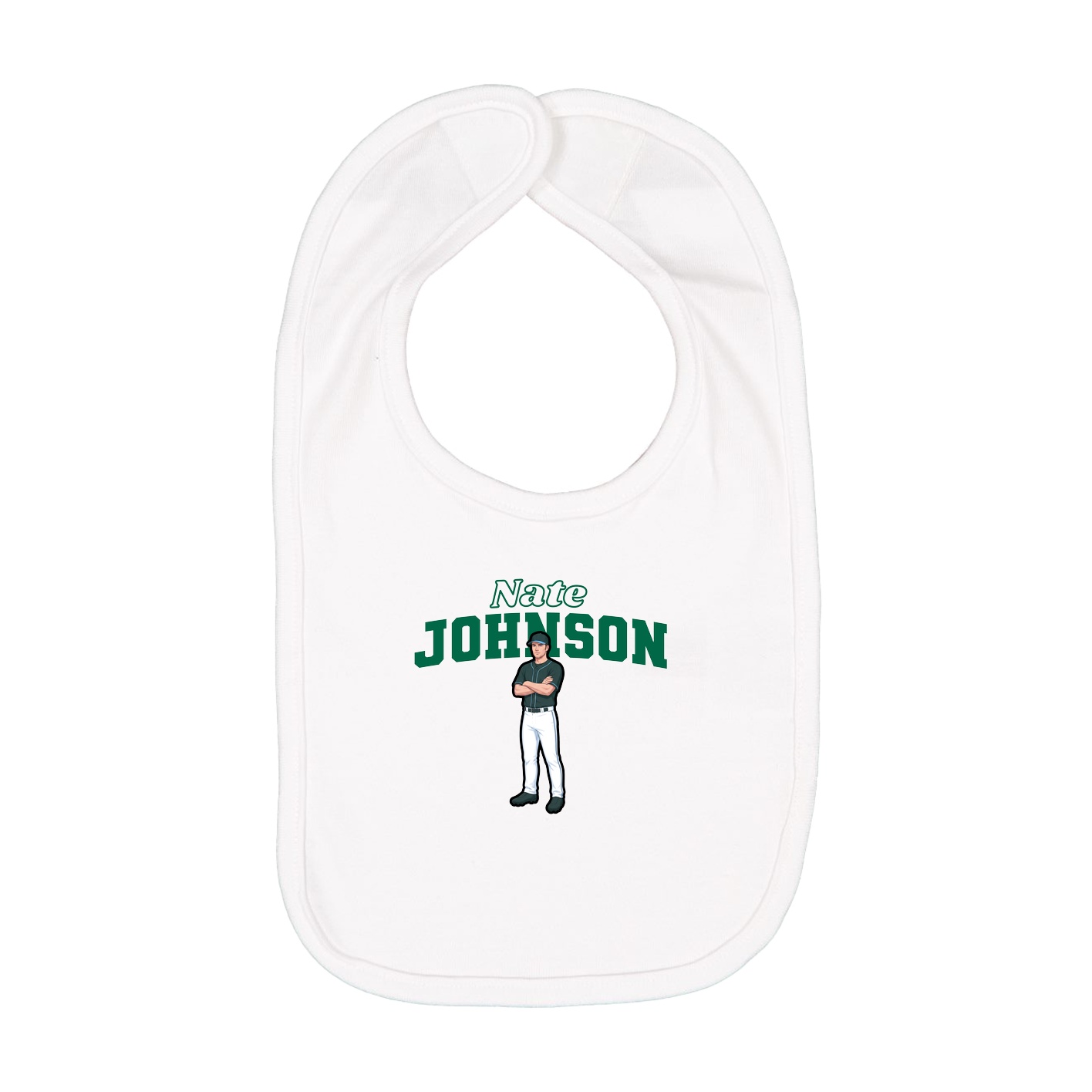 Infant Bib — Name Arch in White