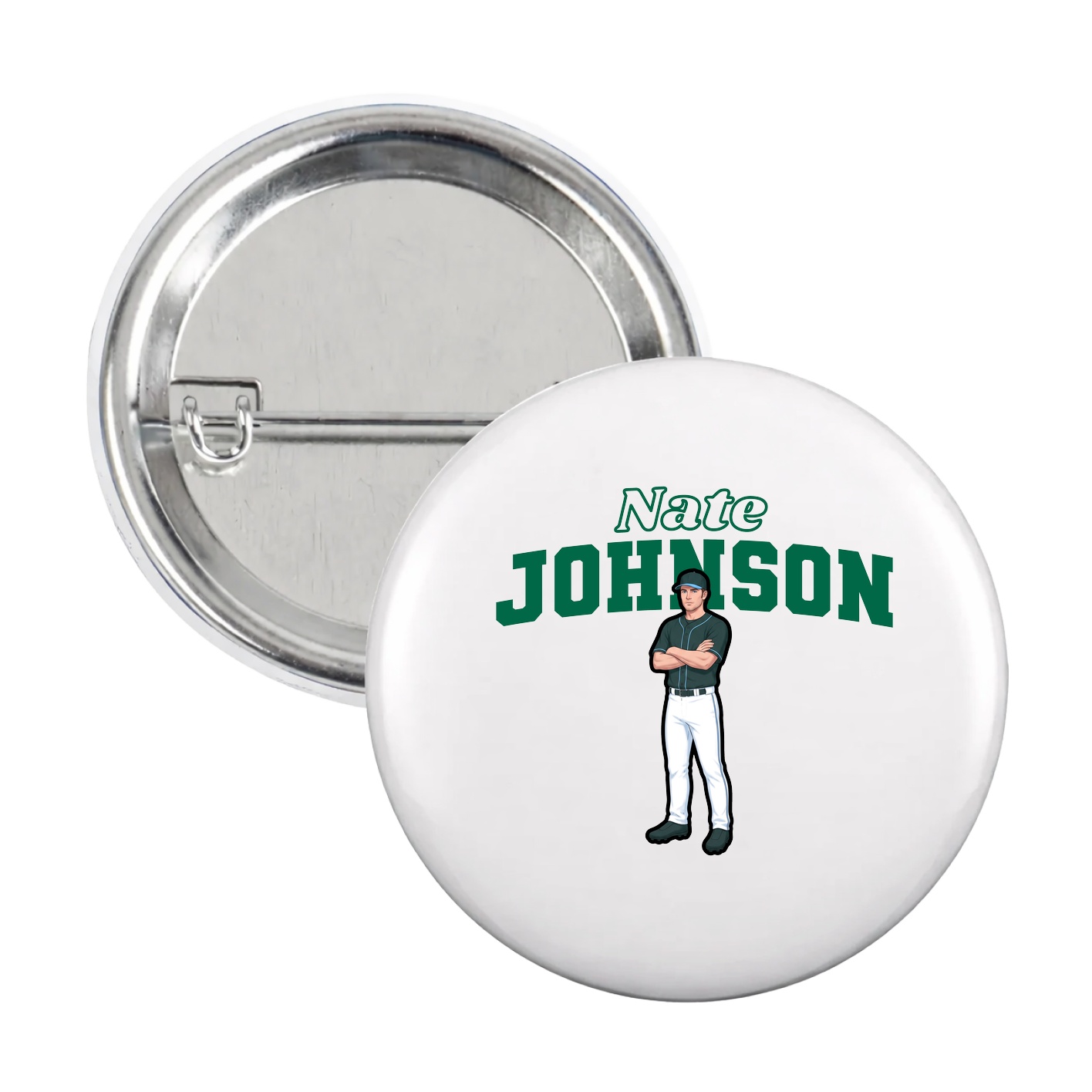 Game Day Button — Name Arch in White