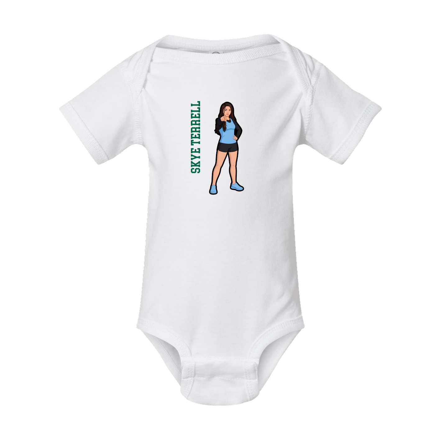 Baby Onesie — Name Vertical in White