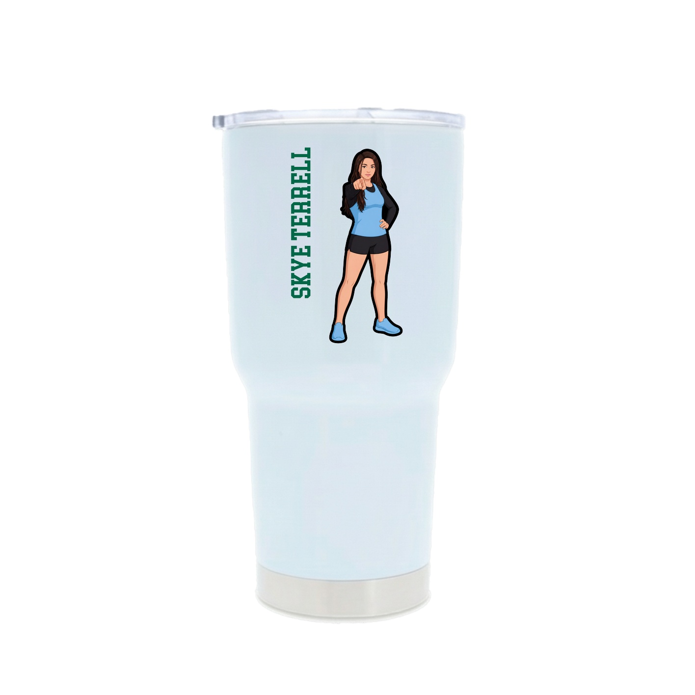 30oz Stainless Steel Tumbler — Name Vertical in White