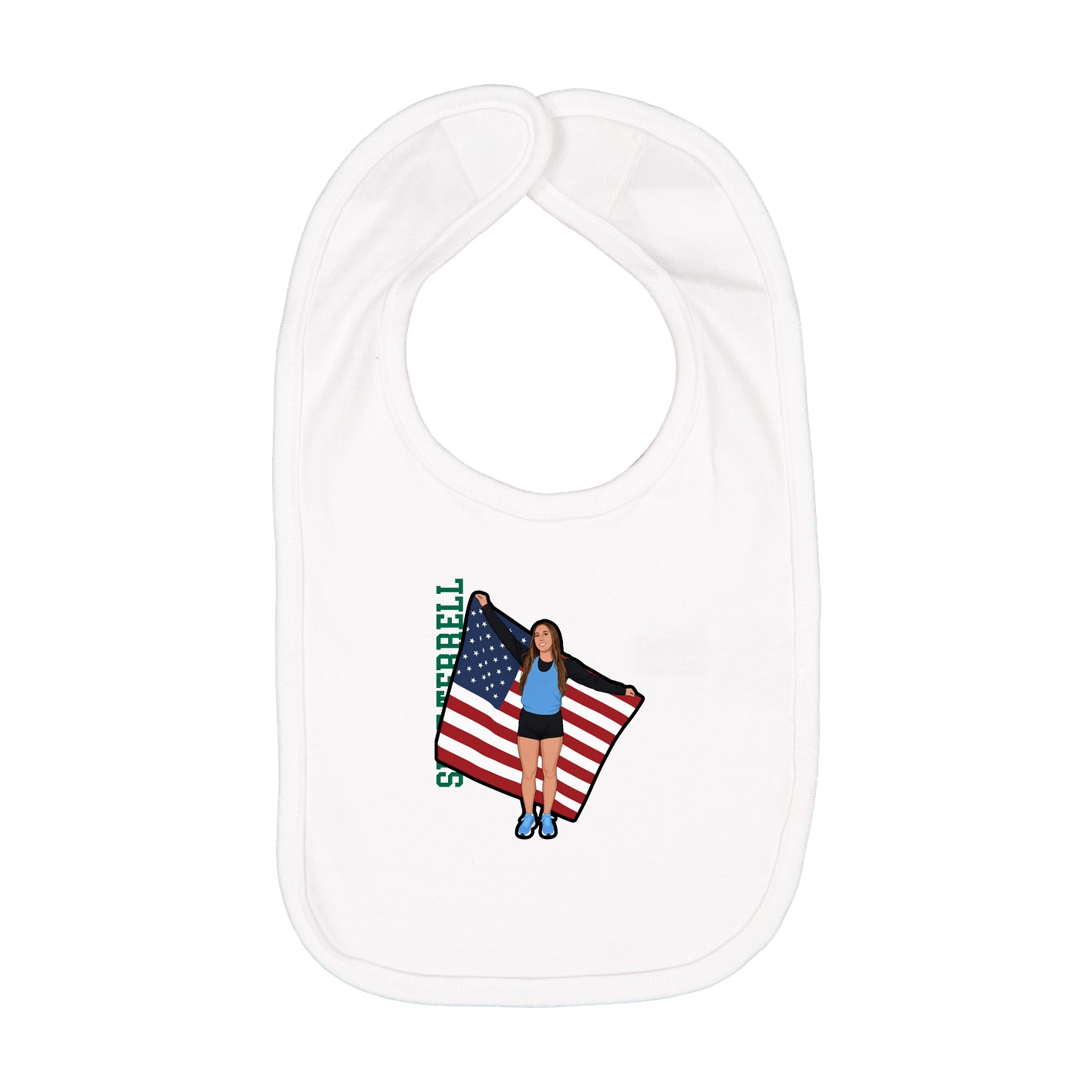 Infant Bib — Name Vertical in White