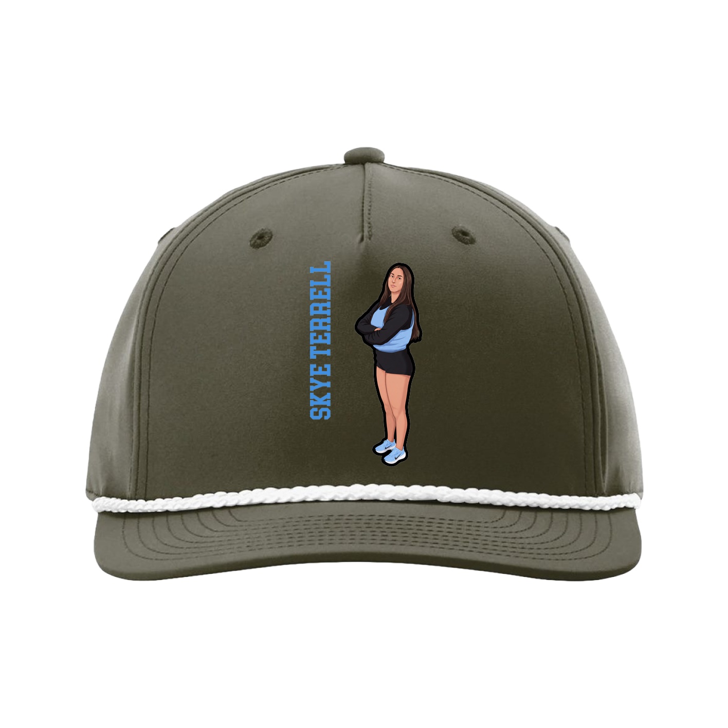 Five-Panel Classic Rope Cap — Name Vertical in Green