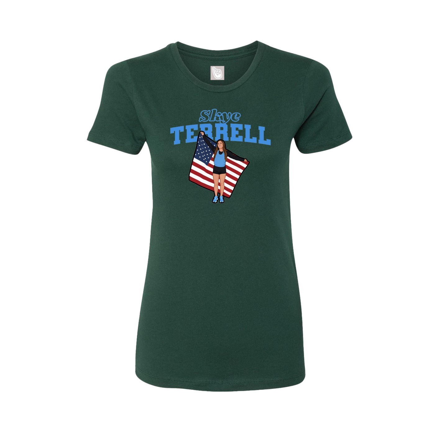 Fitted Women's Tee — Name Arch in Green