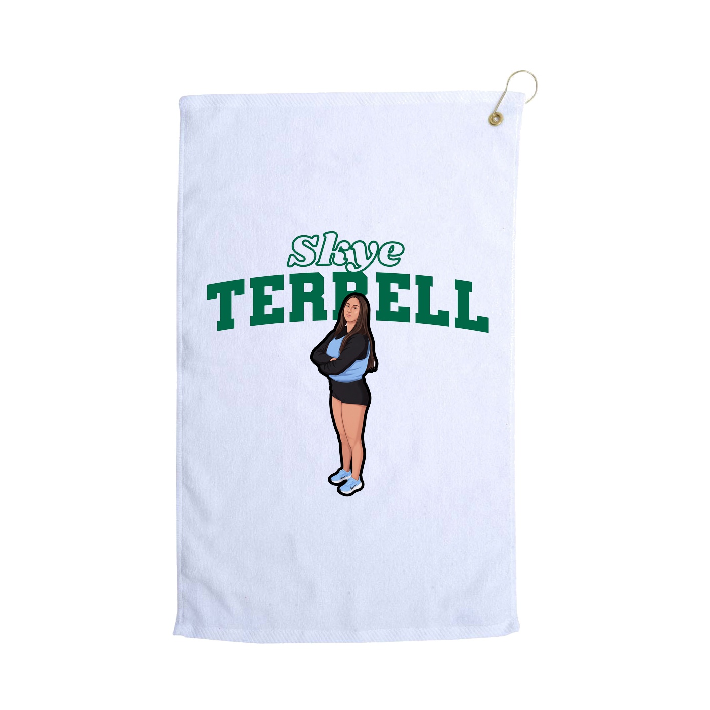 Golf Towel — Name Arch in White