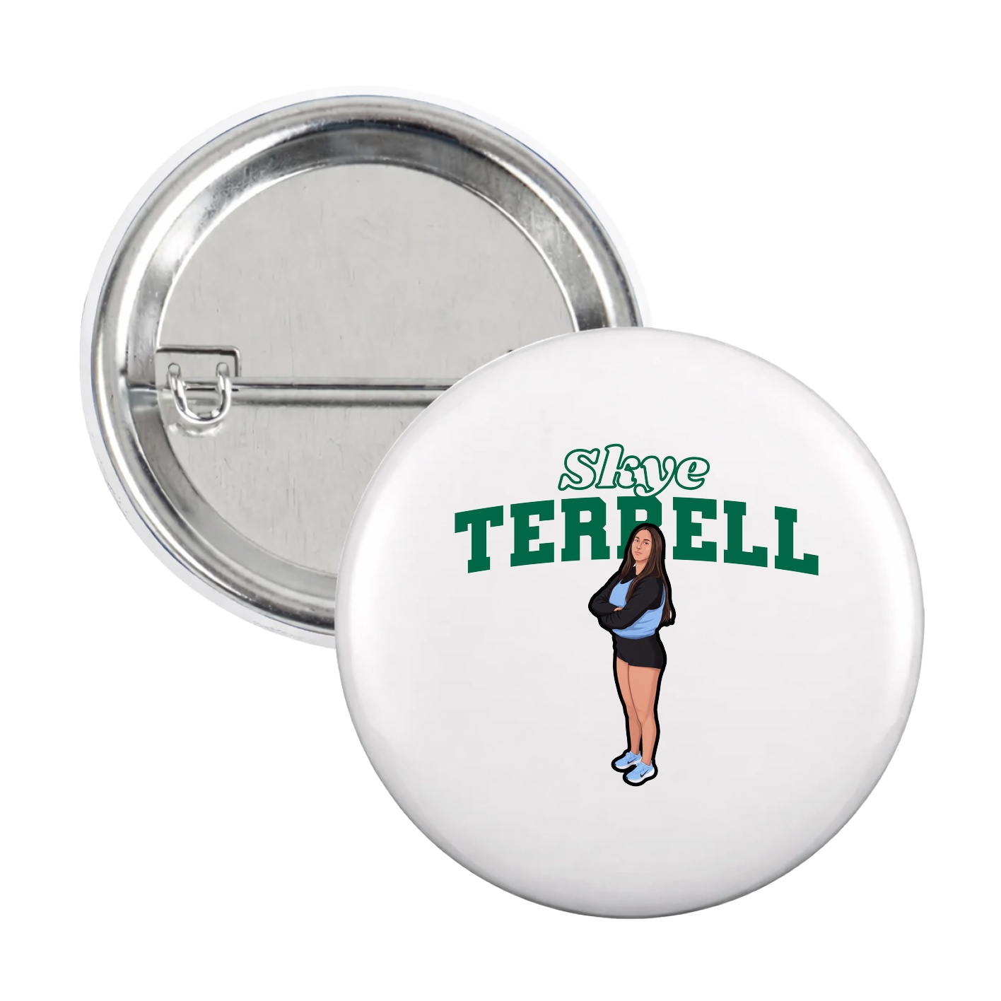 Game Day Button — Name Arch in White