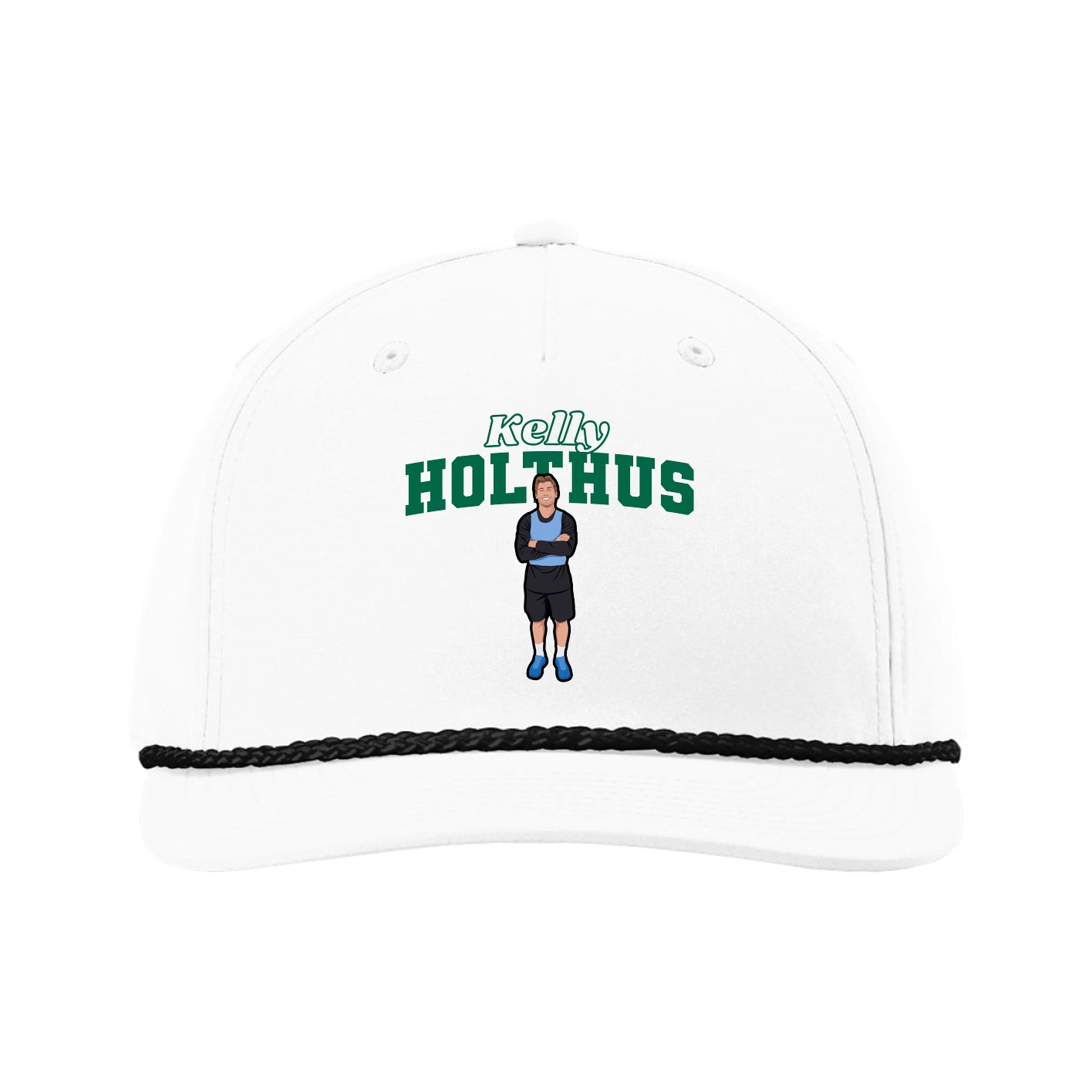 Five-Panel Classic Rope Cap — Name Arch in White