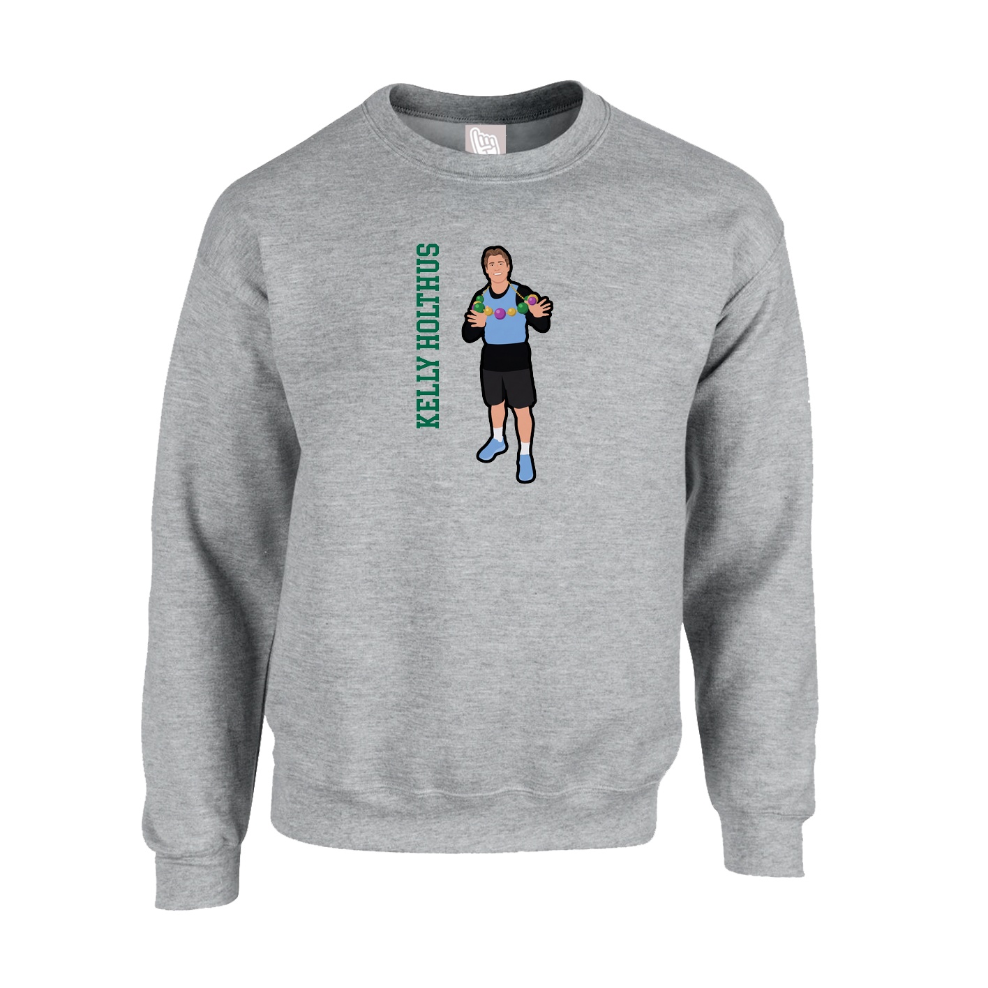 Fleece Crew — Name Vertical in Grey
