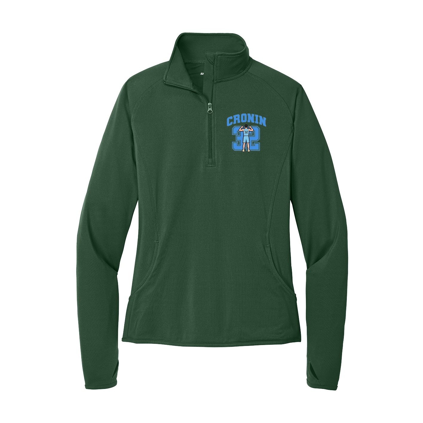 Women's Q-Zip Pullover — Number in Green
