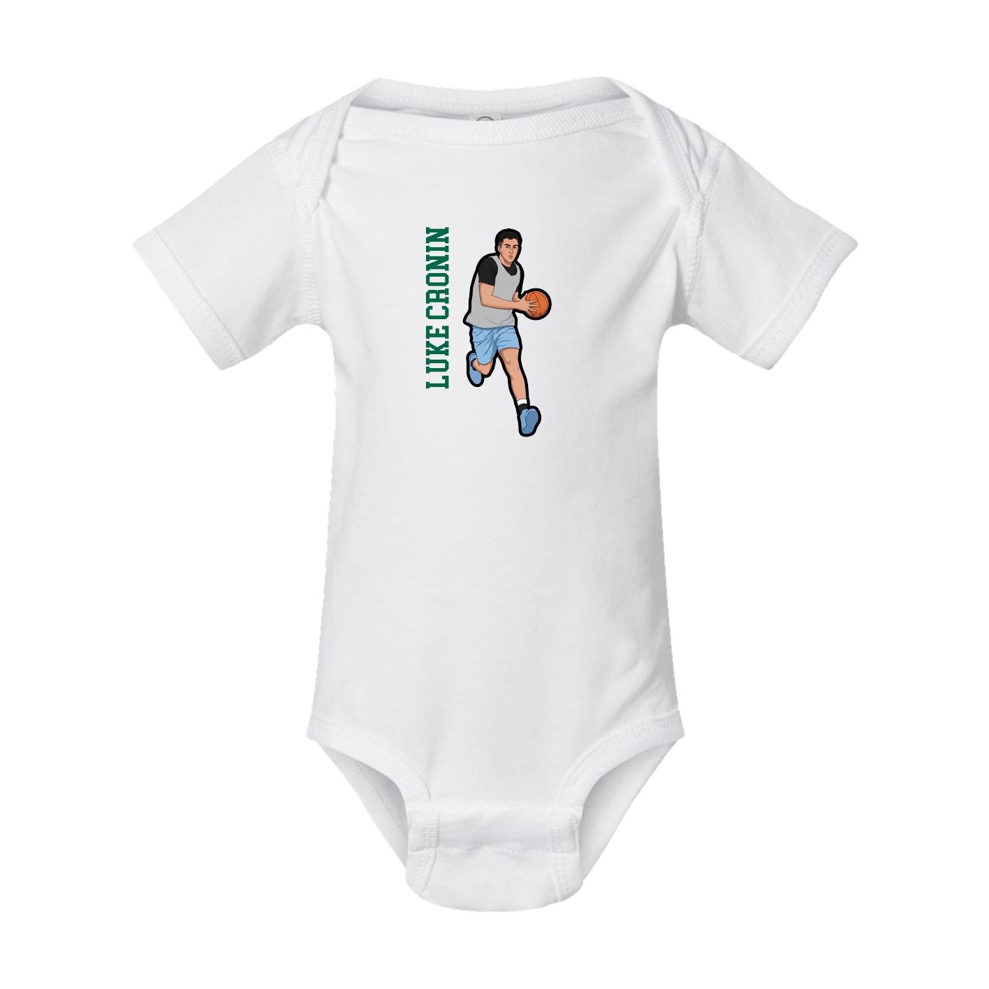 Baby Onesie — Name Vertical in White