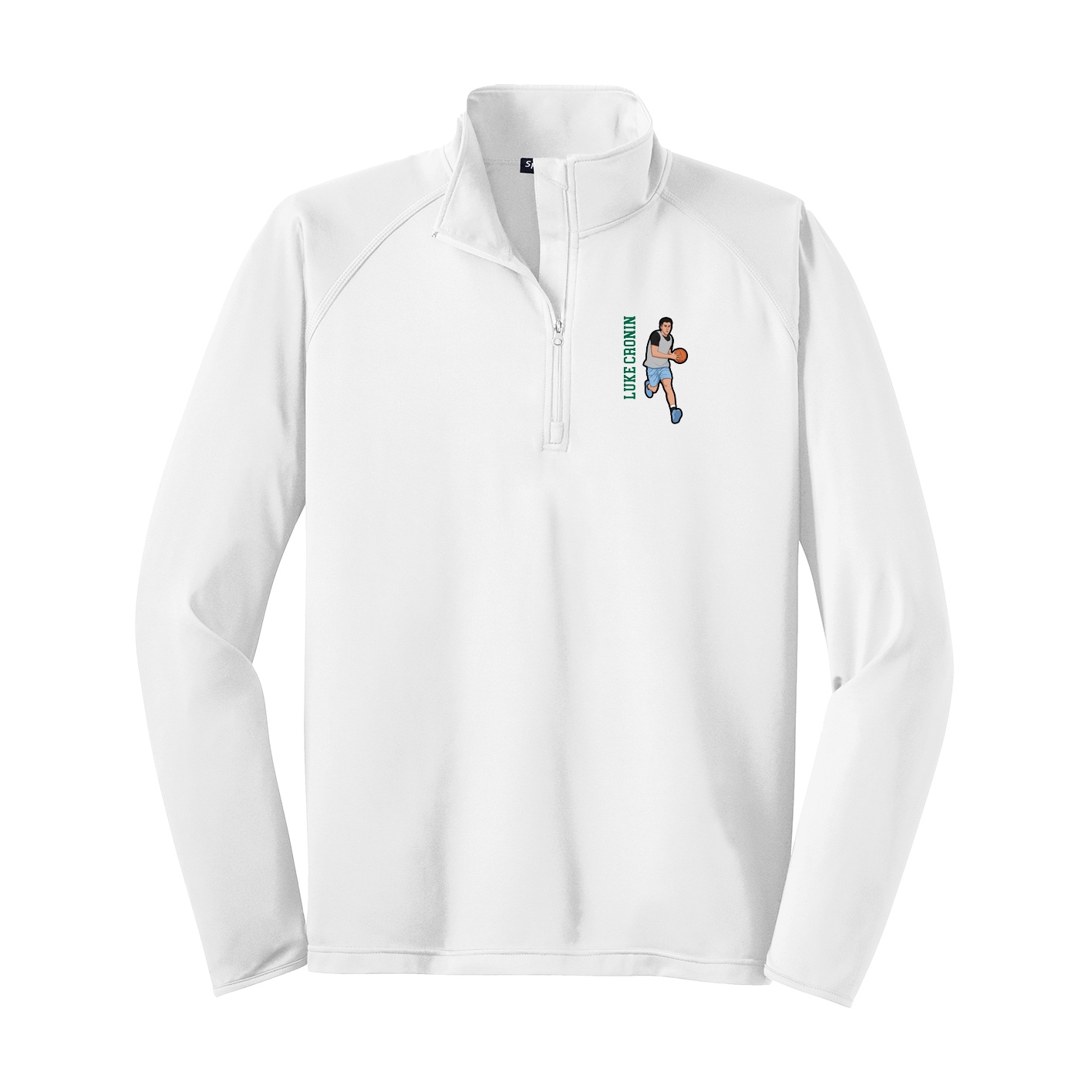 Q-Zip Pullover — Name Vertical in White
