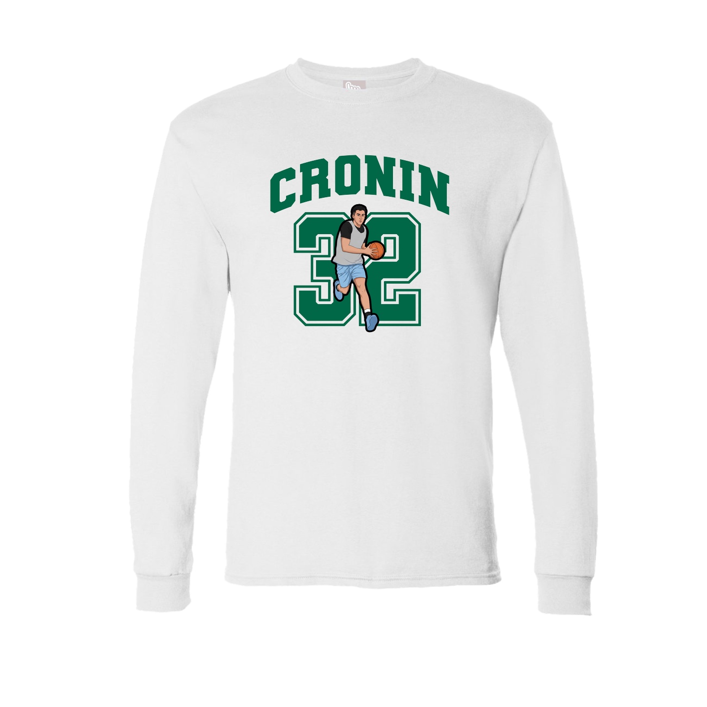 Long Sleeve Tee — Number in White