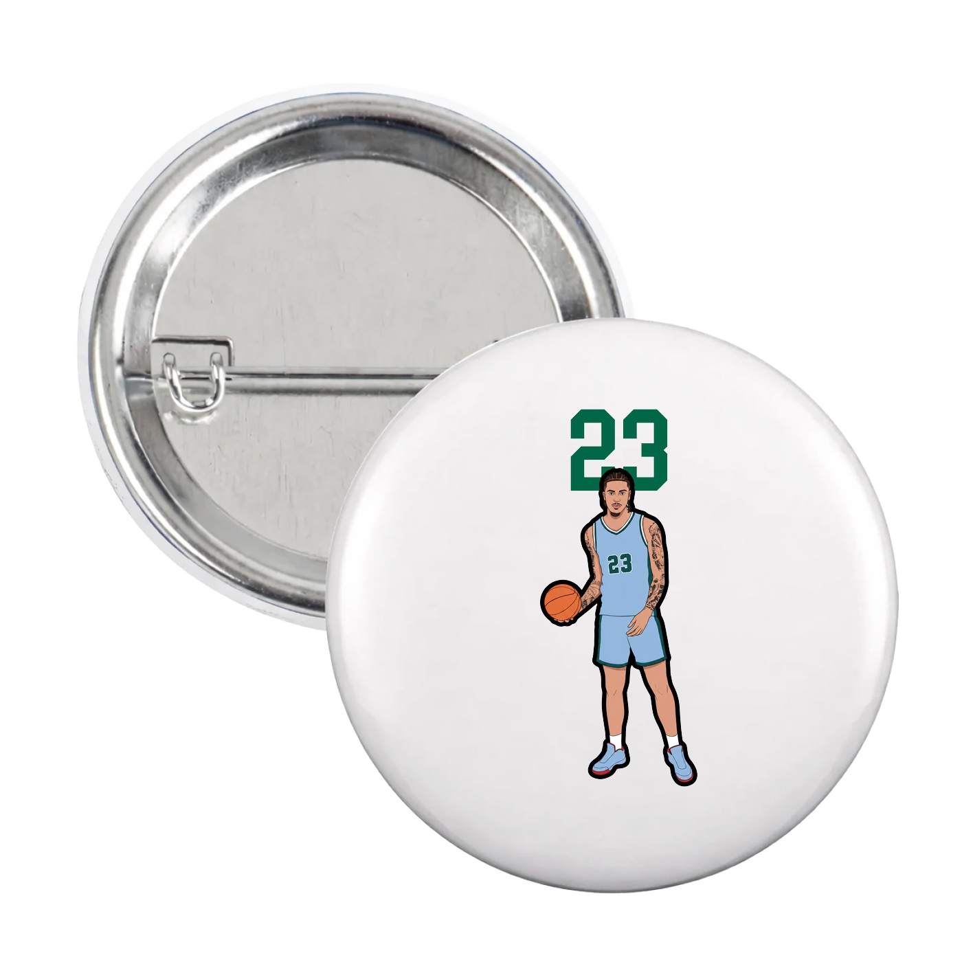 Game Day Button — Number Top in White