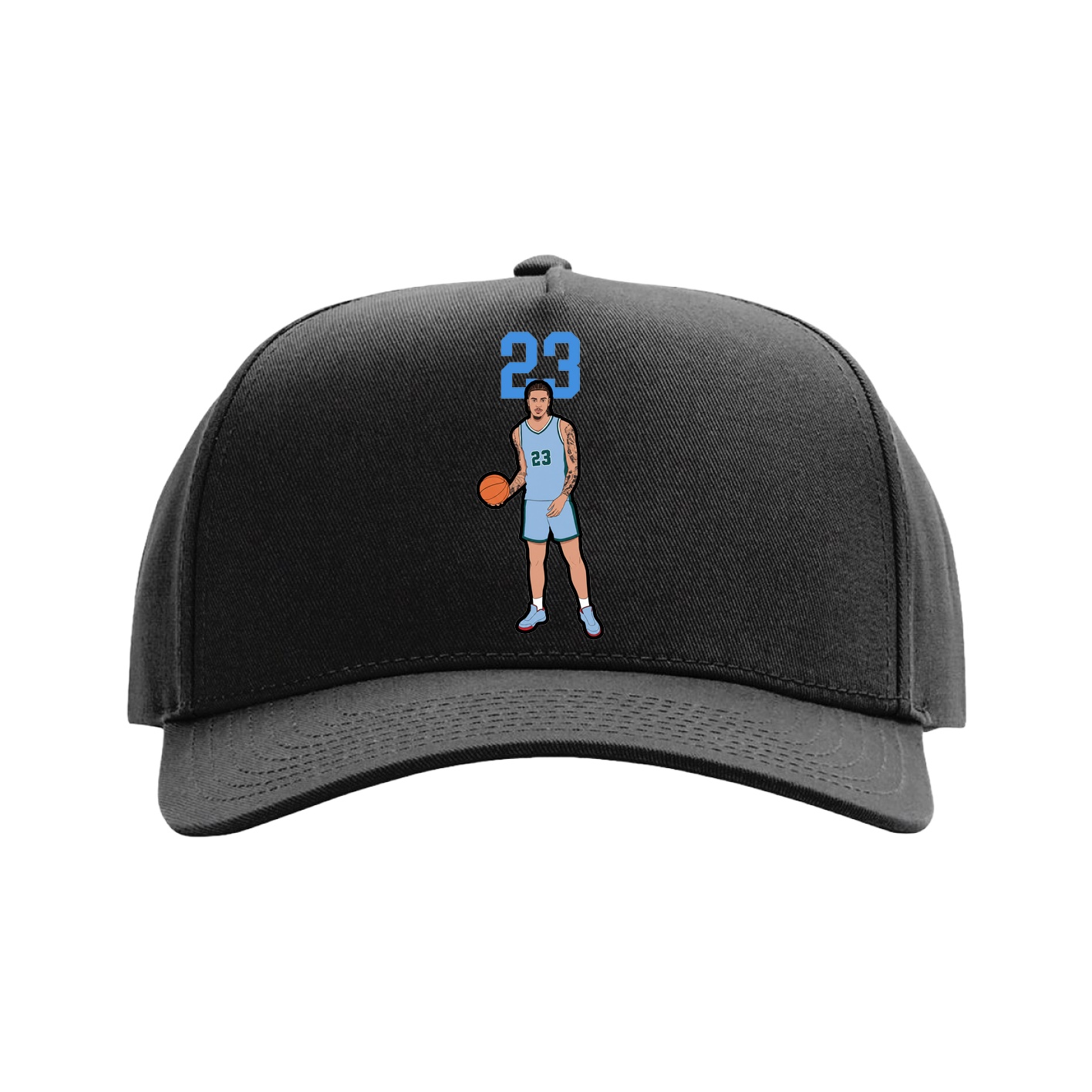 Full Fabric Five-Panel Champ Cap — Number Top in Black