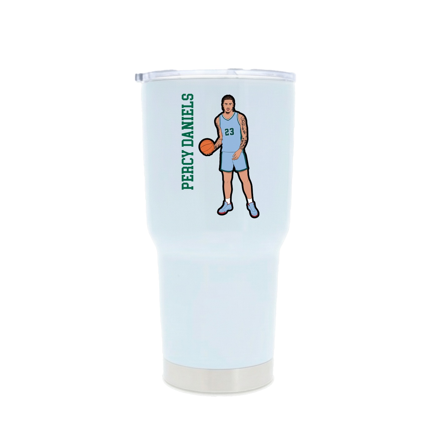 30oz Stainless Steel Tumbler — Name Vertical in White