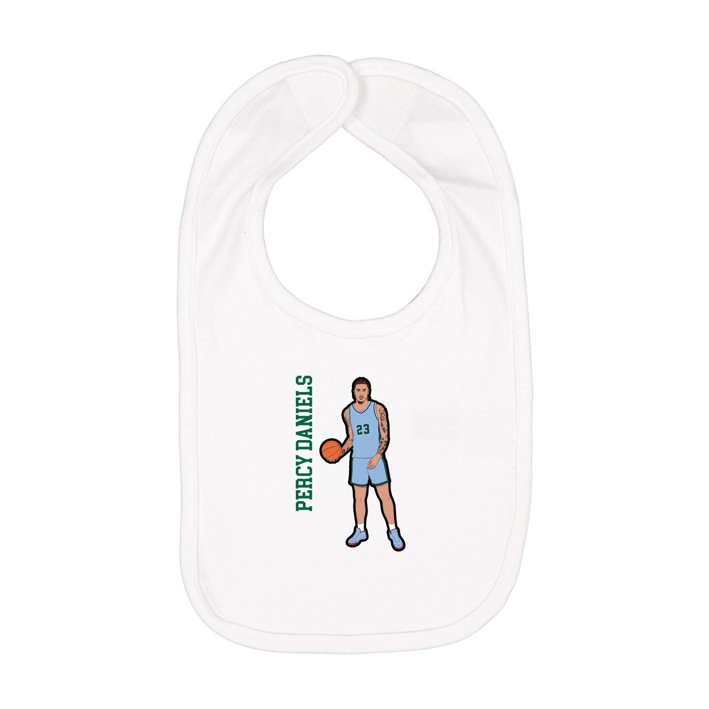 Infant Bib — Name Vertical in White