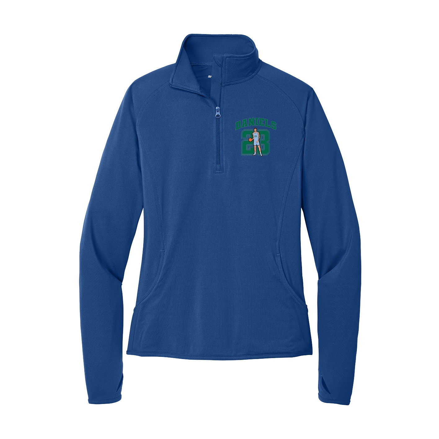 Women's Q-Zip Pullover — Number in Royal