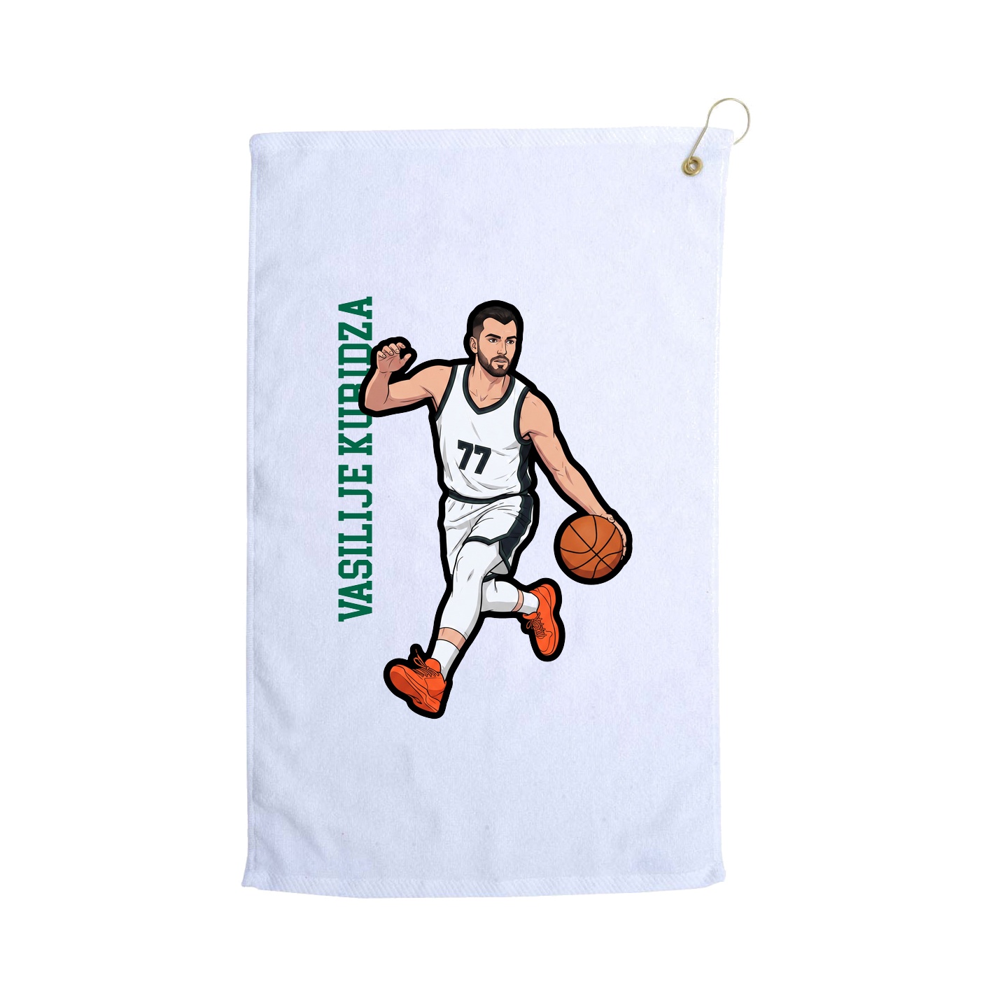 Golf Towel — Name Vertical in White
