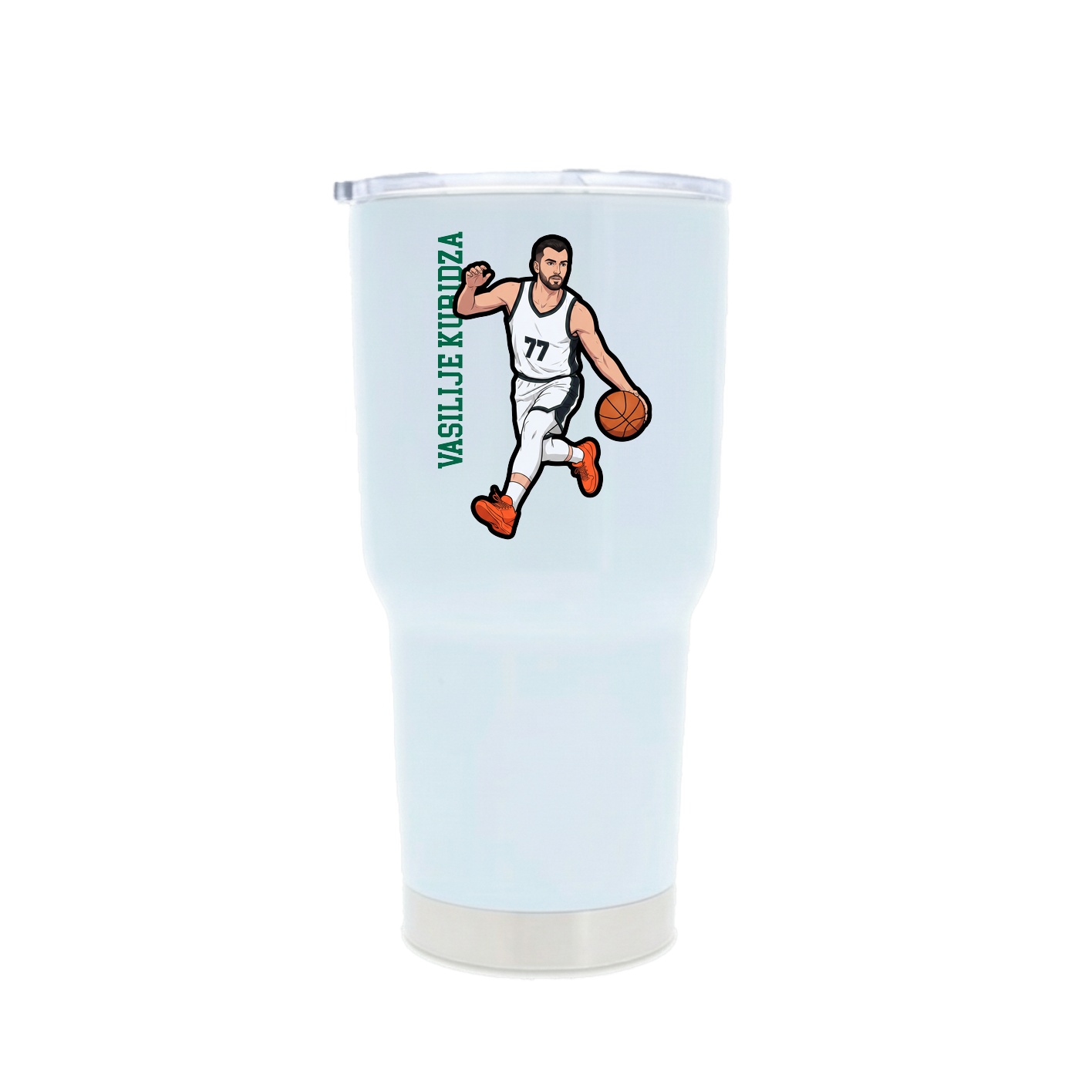 30oz Stainless Steel Tumbler — Name Vertical in White