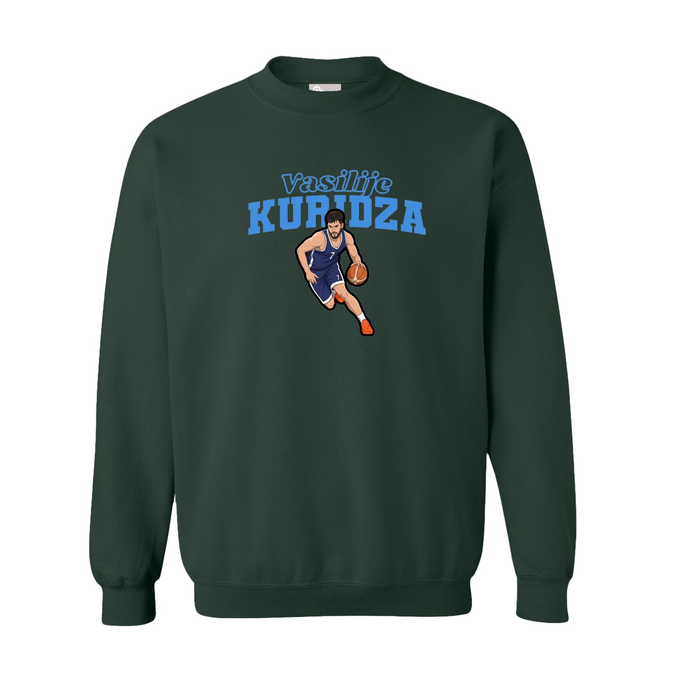 Fleece Crew — Name Arch in Green