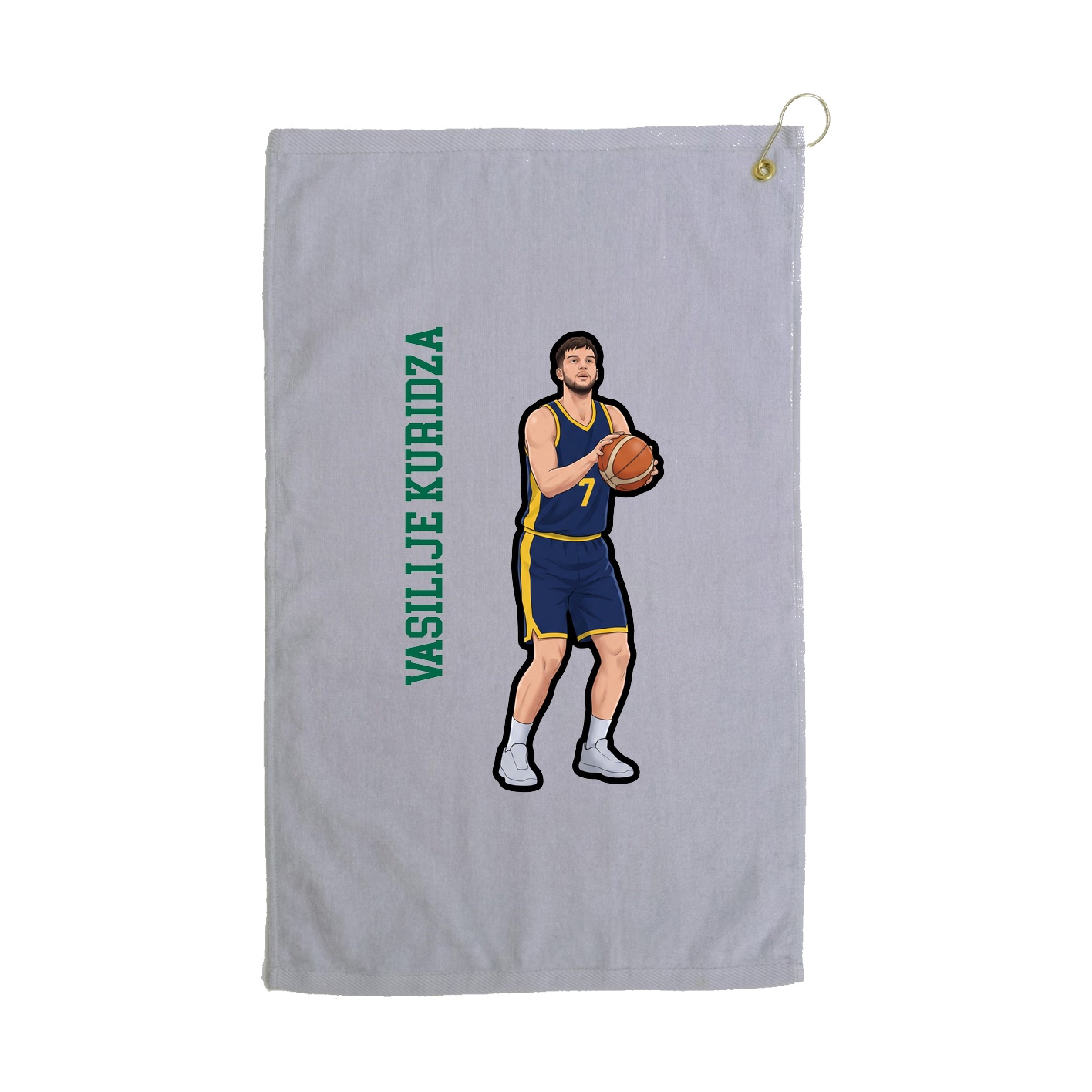 Golf Towel — Name Vertical in Grey