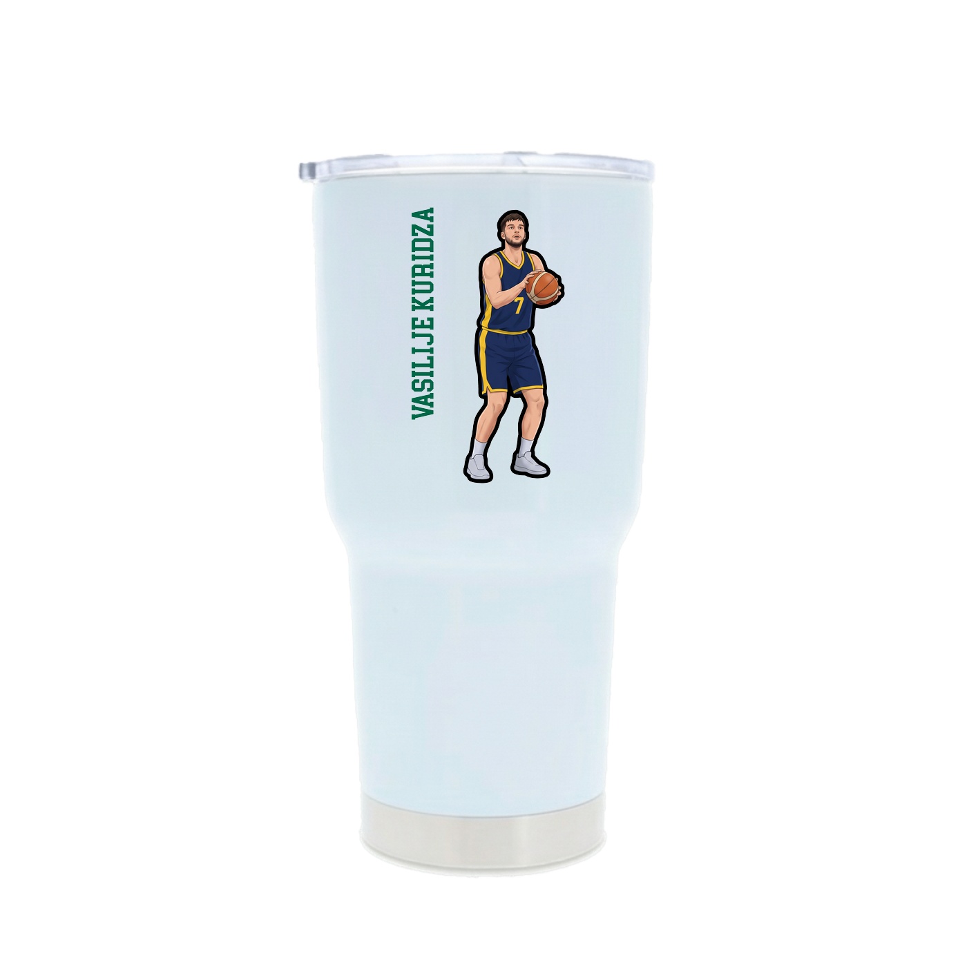 30oz Stainless Steel Tumbler — Name Vertical in White