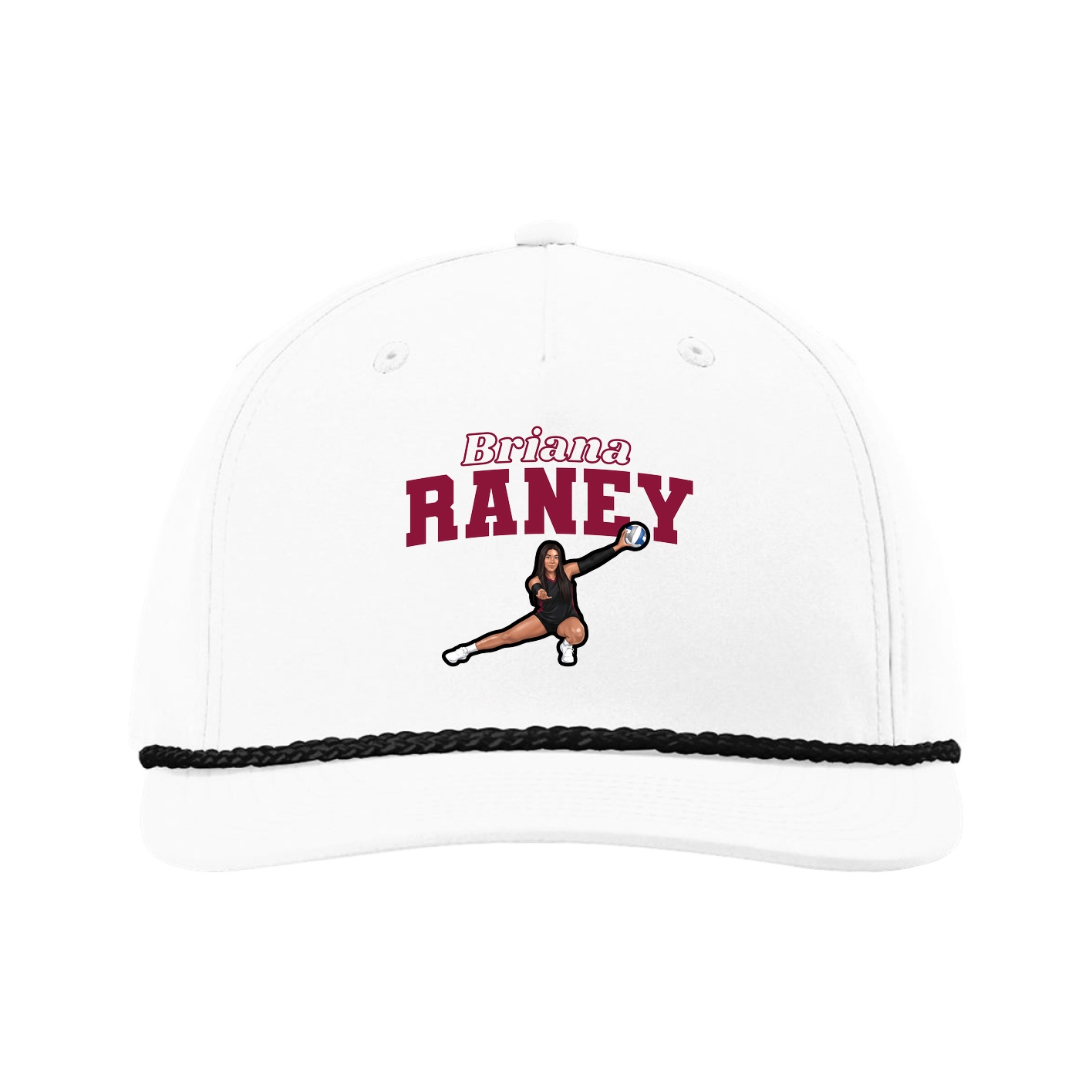 Five-Panel Classic Rope Cap — Name Arch in White