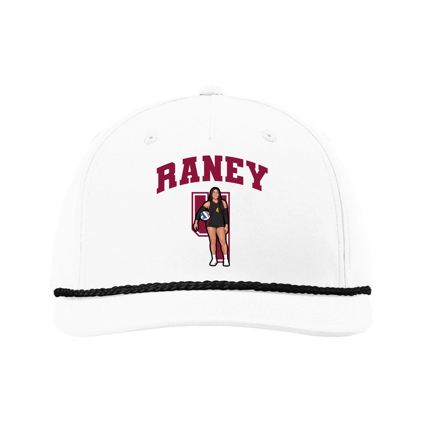 Five-Panel Classic Rope Cap — Number in White