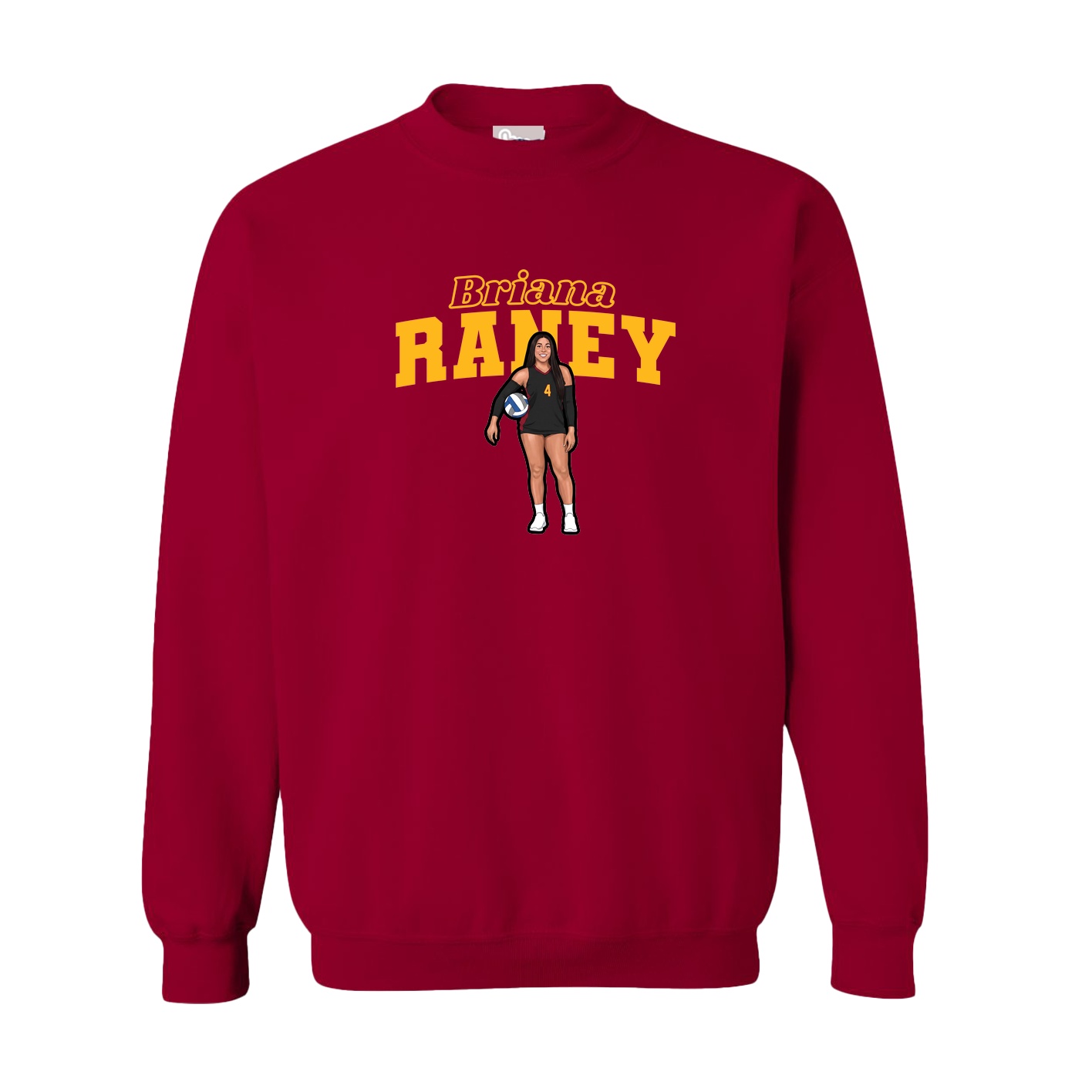 Fleece Crew — Name Arch in Cardinal