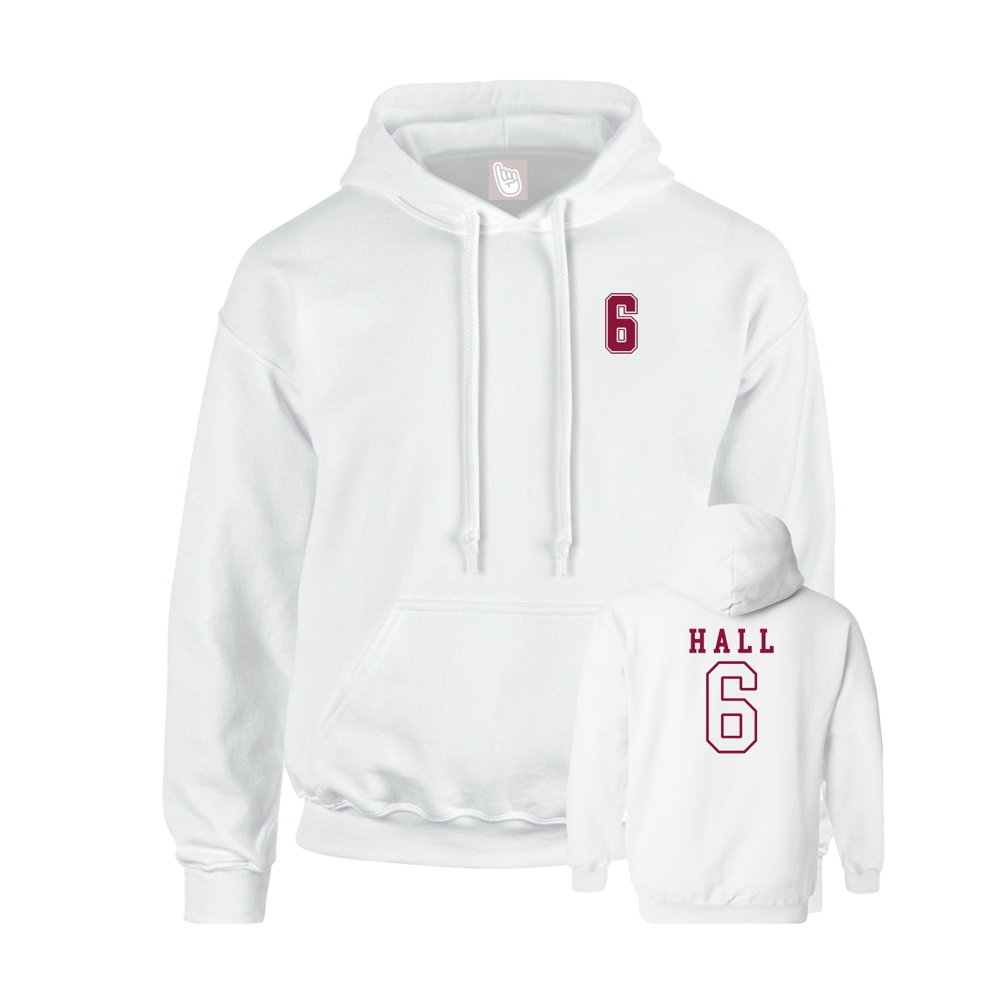 Youth Hoodie — Chest Back in White