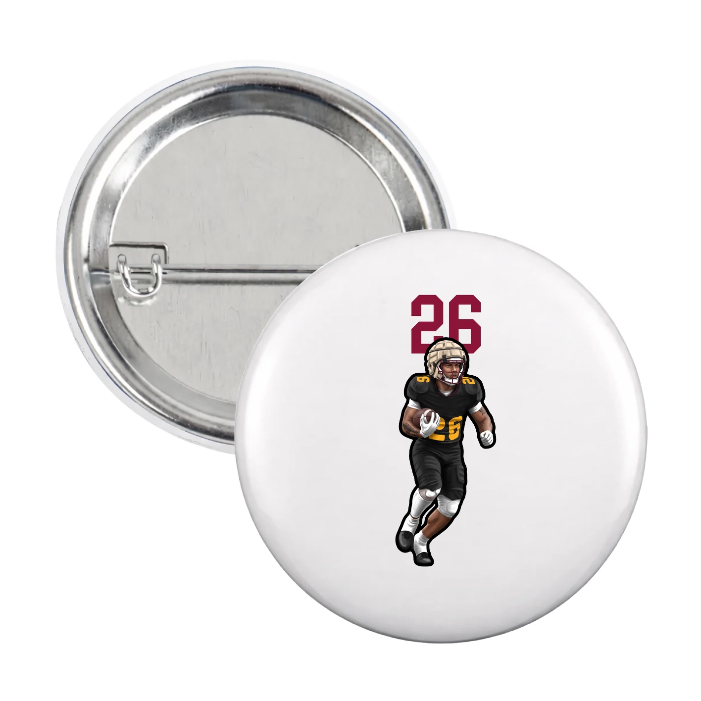 Game Day Button — Number Top in White