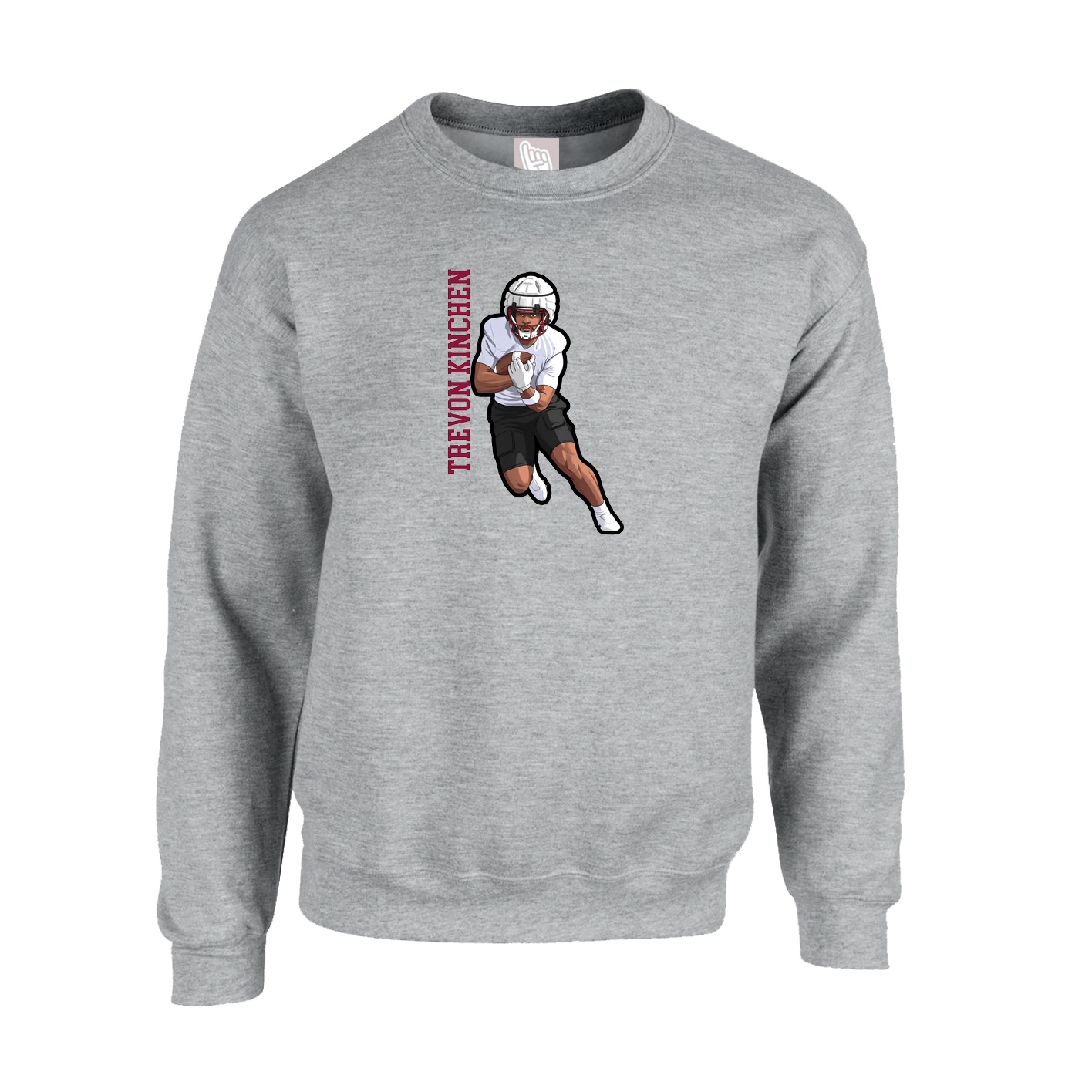 Fleece Crew — Name Vertical in Grey